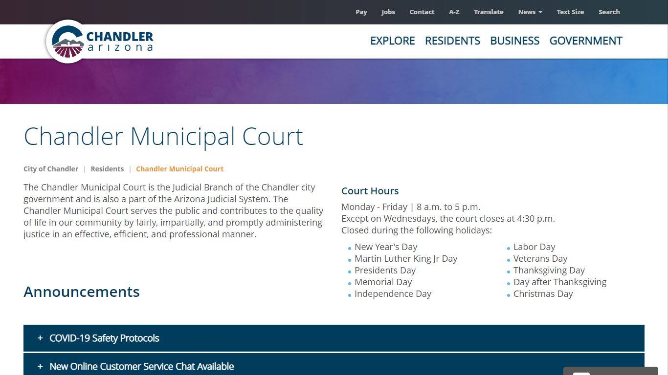 Chandler Municipal Court | City of Chandler