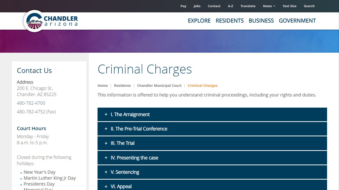 Criminal Charges | City of Chandler